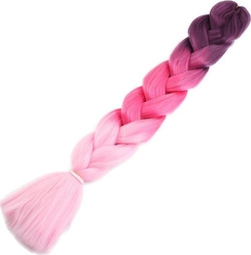  Afrika Örgüsü Ve Rasta İçin Sentetik Ombreli Saç - Koyu Pembe / Pembe / Açık Pembe