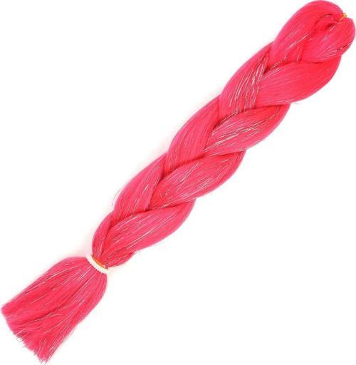 Simli Koyu Pembe Örgülük Saç 100 Gr.