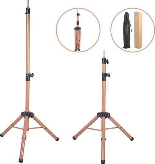  Kuaför Eğitim Mankeni İçin Metal Tripod - Sütlü Kahve + Taşıma Çantası