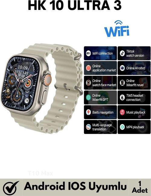 Premium Watch Wifi 3 Hk9/10 Wifi/Navigasyon/SMS/Bildirim/Application Destekli 4g Amoled Android Saat