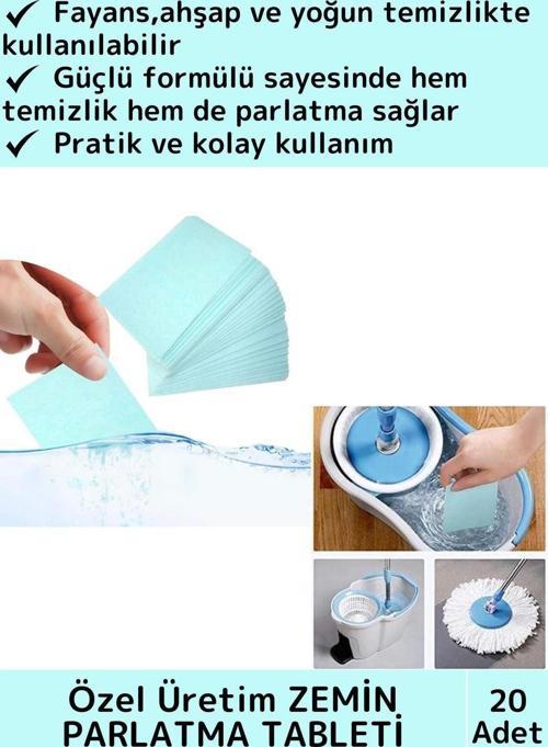 Premium Dükkan Fayans Ahşap Parçalanabilir Pratik Zemin Parlatma Temizleme Tableti 20'li