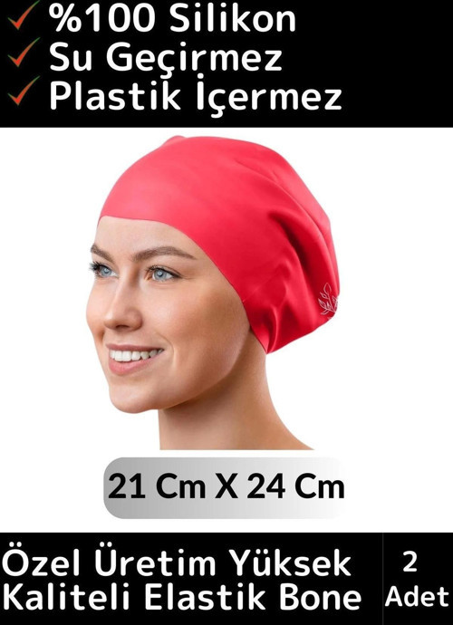 Özel Üretim Su Geçirmez Silikon Yüzücü Havuz&Deniz Bonesi Elastik Yüzme Şapkası Bone 2 Adet