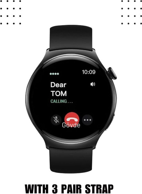 Akıllı Telefon Uyumlu 3 Kordonlu Android IOS Akıllı Saat AMOLED Ekran Smart Watch
