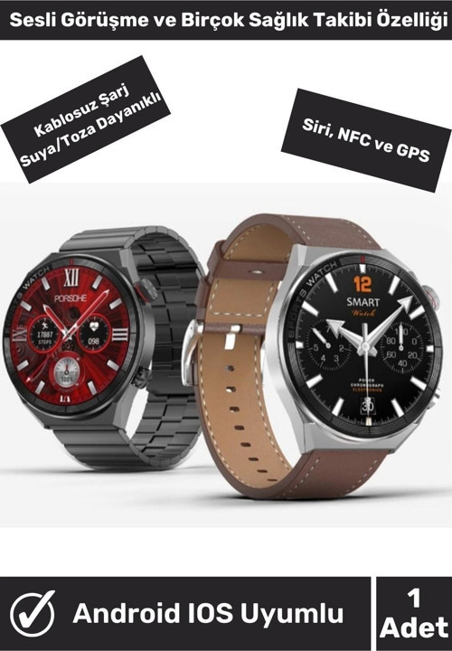 Çelik Kordon Akıllı Saat Dt Mate3 Watch Sports ( Silikon Kordon Hediyeli )