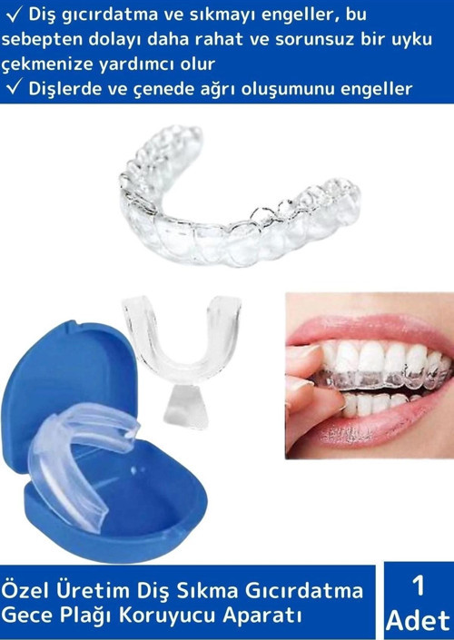 Özel Üretim Çene Sıkma Diş Gıcırdatma Bruxism Gece Plağı Koruyucu Aparatı Dişlik Uyku Aparatı 1 Adet