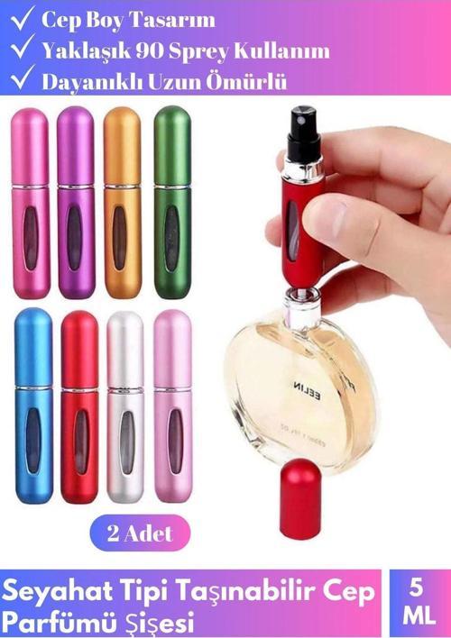 Premium ModelCep Parfümü Doldurulabilir Çanta Boy Tasarım 2 Adet Mini Cep Parfüm Şişesi 5 Ml