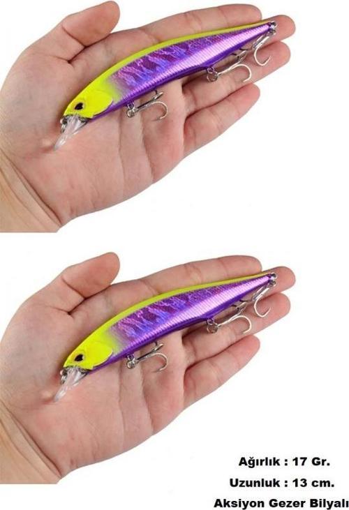2 Adet Rapala Lures 17Gr.13 cm.Yapay Yem Turna Levrek Lüfer Ailesi Rapala  Suni Yem