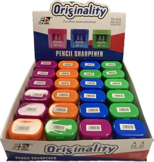 Originality Kalemtıraş Çiftli Hazneli Öğrencili Kalemtıraş 24 Lü Paket