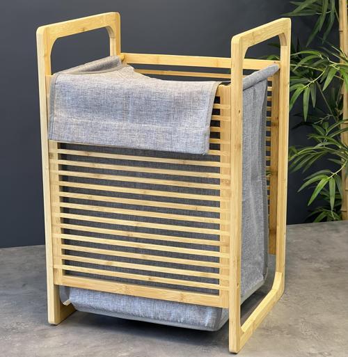 Bambu Raflı Çamaşır Sepeti JW-22190