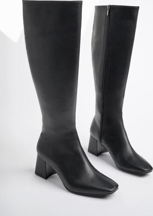 KAROLİNE Garantili Küt Burun Yandan Fermuarlı Topuklu Kadın Çizme