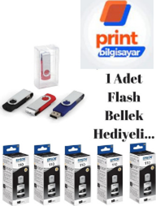 Epson 110 / M1140 Siyah Orjinal Mürekkep 5'Lİ Avantaj Paket Flash Usb Bellek Hediyeli