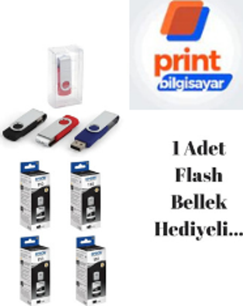 Epson 110 / M2140 Siyah Orjinal Mürekkep 4'LÜ Avantaj Paket Flash Usb Bellek Hediyeli