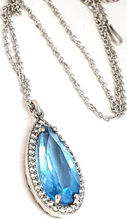 Mavi topaz taşlı 925 ayar gümüş damla kolye