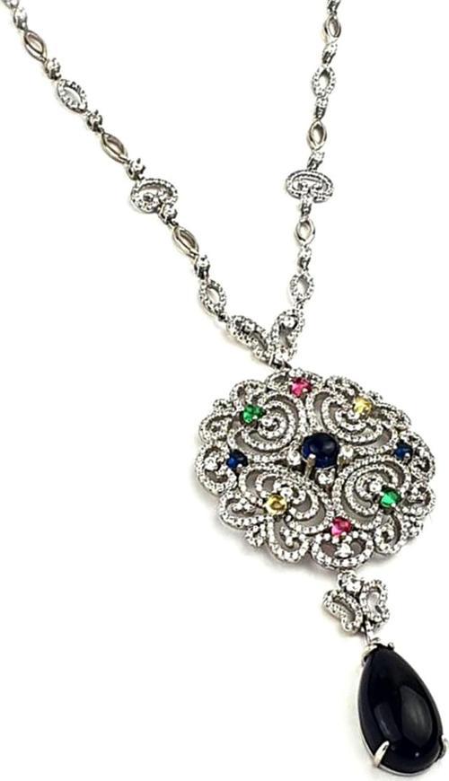 pırlanta ışıltısında zirkon taşlı gümüş lüks tasarım kolye