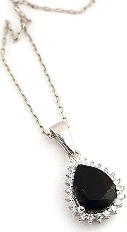 Sky Diamond Black 925 ayar Gümüş Lüks Damla Kolye