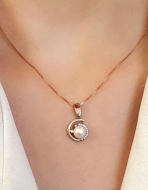 925 ayar gümüş tasarım rose inci kolye