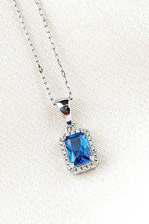 Sky Diamond Blue Creative Sapphire 925 ayar Gümüş Lüks Kolye