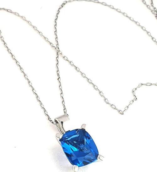 Sky Diamond Blue Creative Sapphire 925 ayar Gümüş Lüks Kolye