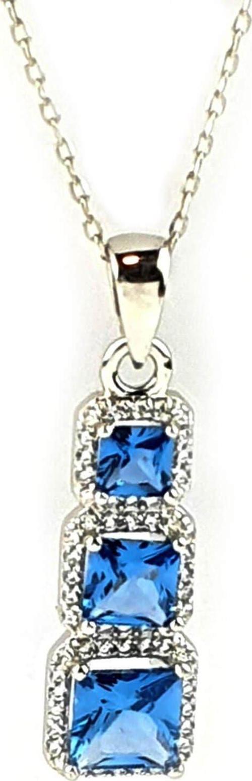 Sky Diamond Blue Creative Sapphire 925 ayar Gümüş Lüks Kolye 