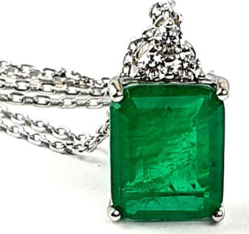Sky Diamond Green creative rubies 925 ayar gümüş lüks baget kolye