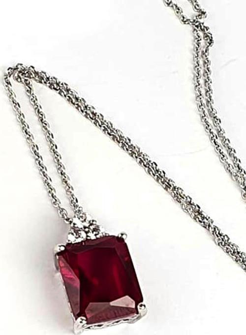 Sky Diamond Red creative rubies 925 ayar gümüş lüks baget kolye