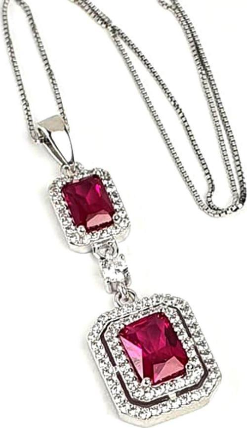 Sky Diamond Red creative rubies 925 ayar gümüş lüks kolye