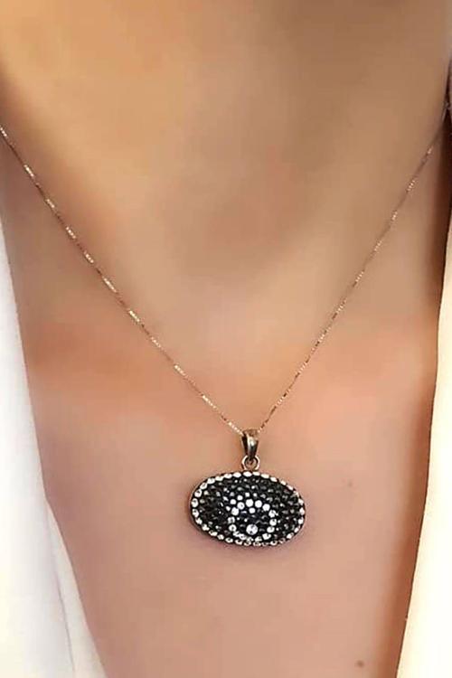 Swarovski taşlı 925 ayar gümüş modern kolye
