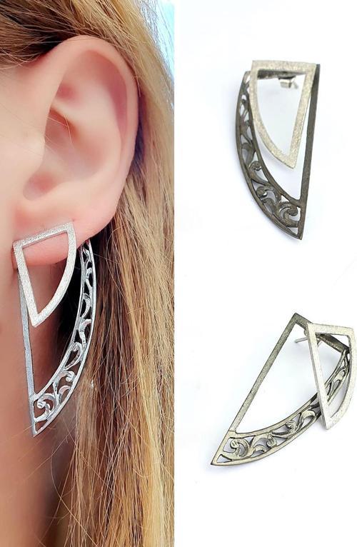 925 ayar Gümüş Tasarım Küpe 