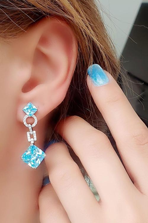 Aquamarin Taşlı 925ayar Gümüş Exclusive Şık Küpe