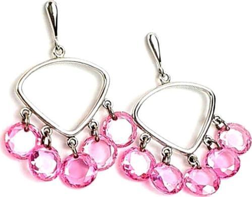 İtalyan tasarımı gümüş pembe zirkon taşlı trend küpe