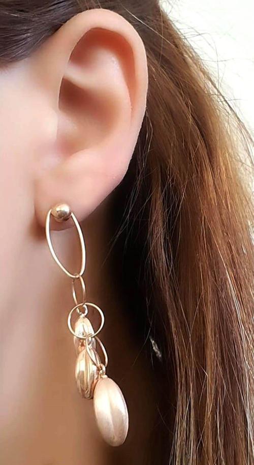 İtalyan tasarımı 925 ayar gümüş rose trend sallantılı küpe
