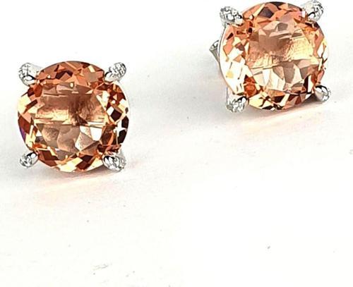 Morganit Taşlı 925 ayar Gümüş Tek Taş Lüks Küpe