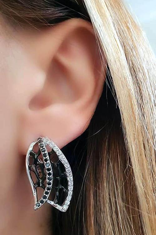 Oniks taşlı italyan tasarımı gümüş küpe