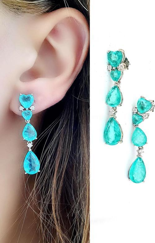 Paraiba Taşlı 925ayar Gümüş Damla Şık Küpe