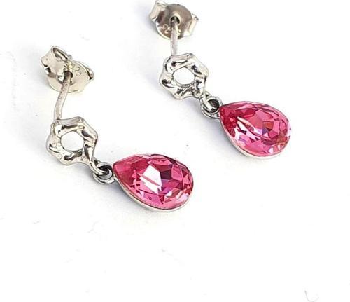 Pembe Swarovski Taşlı 925ayar Gümüş Küpe