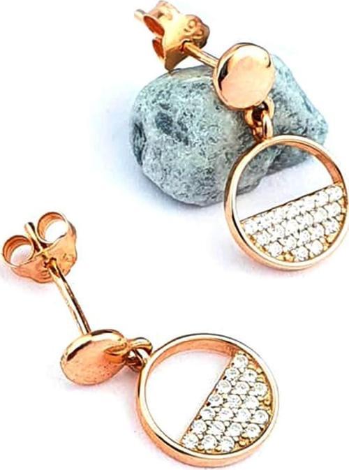 Pırlanta Işıltısında Zirkon Taşlı 925 ayar Gümüş Rose Minimal Küpe 