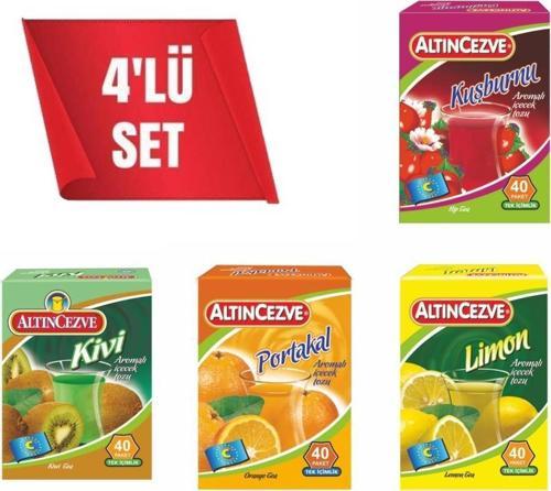 Tek İçimlik İçecek Tozu 4lü Paket 40 x 1,5 Gr  Portakal,Limon,Kuşburnu,Kivi