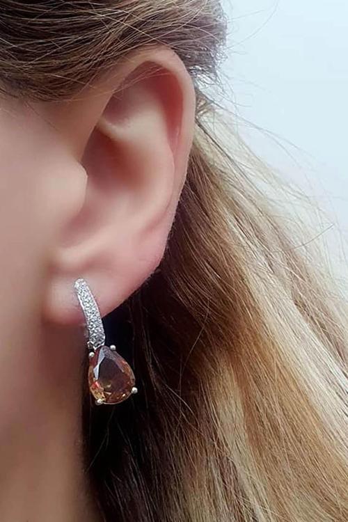 Renk değiştiren 925 ayar gümüş sultan taşı damla küpe