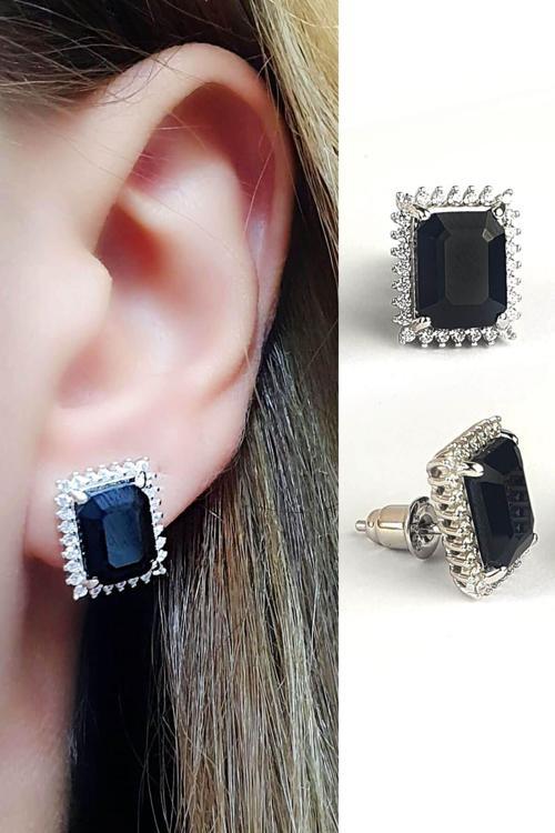 Sky Diamond Black 925 Ayar Gümüş Küpe