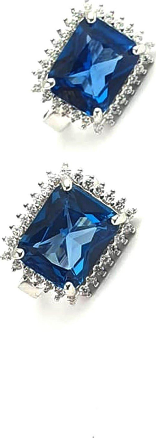 Sky Diamond Blue Creative Sapphire 925ayar Gümüş Lüks Küpe