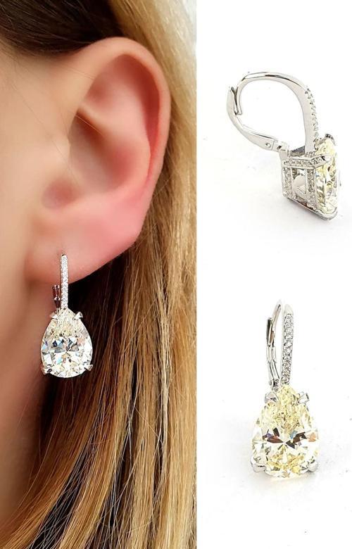 Sky Diamond mozanit Taşlı 925 ayar Gümüş Lüks Damla Küpe