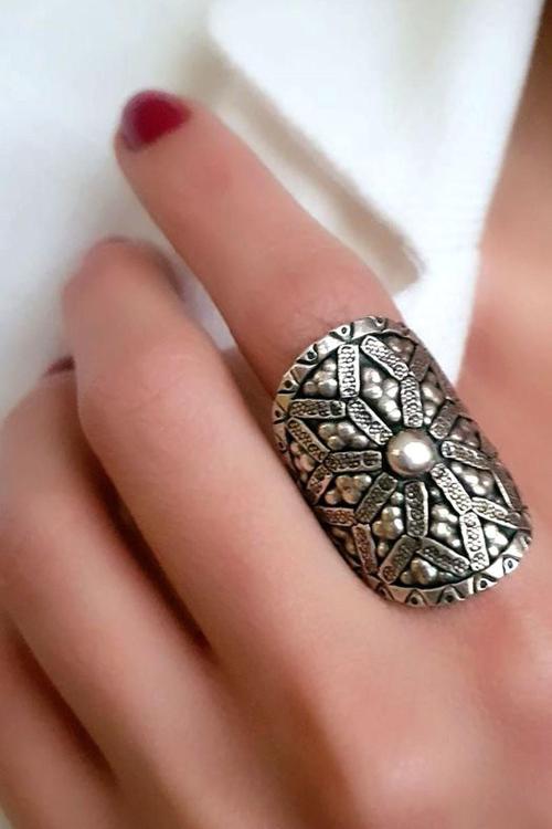 El işi tasarım gümüş ayarlanabilir yüzük