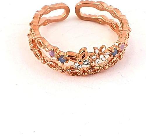 Kelebek figürlü Swarovski Taşlı 925ayar Gümüş Rose ayarlanabilir yüzük