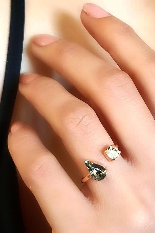 Swarovski taşlı 925 ayar gümüş rose ayarlanabilir yüzük 