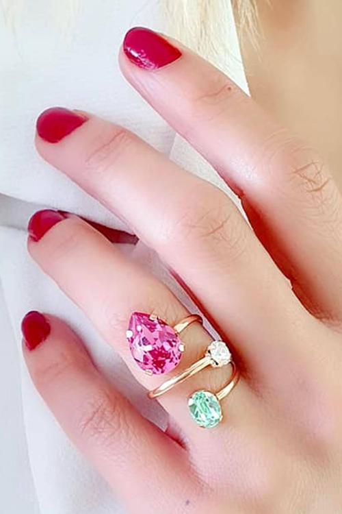 Swarovski taşlı 925ayar gümüş rose ayarlanabilir yüzük 
