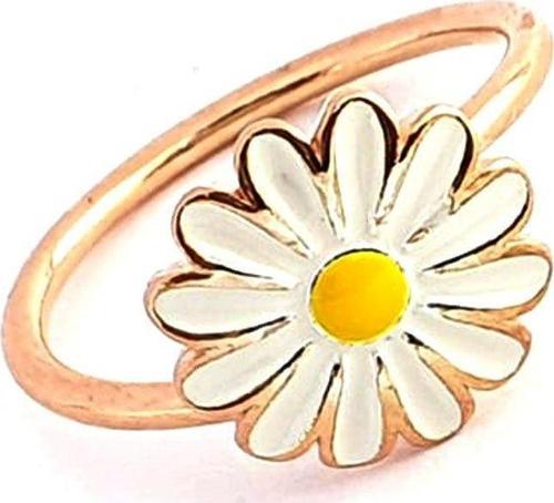 Mine İşçiliği 925ayar Gümüş Üzerine Rose Altın Kaplama Papatya Ayarlanabilir Yüzük