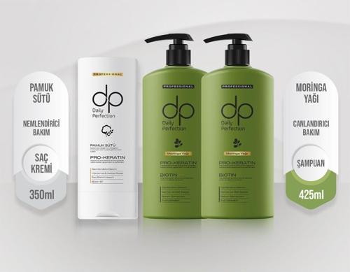 2 Adet Moringa Yağı Şampuan 425 Ml & 1 Adet Pamuk Sütü Buğday Proteini Saç Bakım Kremi 350 ml Set