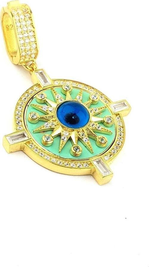 Mine işçiliği 925ayar gümüş üzerine altın kaplama Nazar Boncuklu Luxury Tasarım Kolye Ucu
