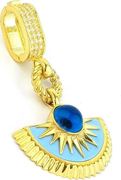 Mineli 925ayar Gümüş Üzerine Altın Kaplama Nazar Boncuklu Luxury Tasarım Kolye Ucu