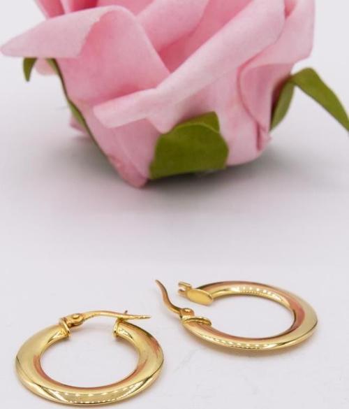 14 Ayar Altın Halka Küpe İnce Düz Model Kadın Küpe